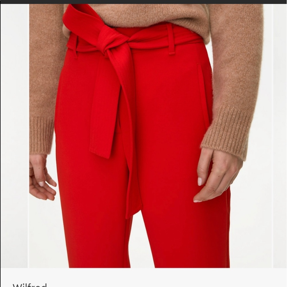 Aritzia Babaton Wildred japanese crepe tie front jallada pant - red size 00 - Picture 4 of 11